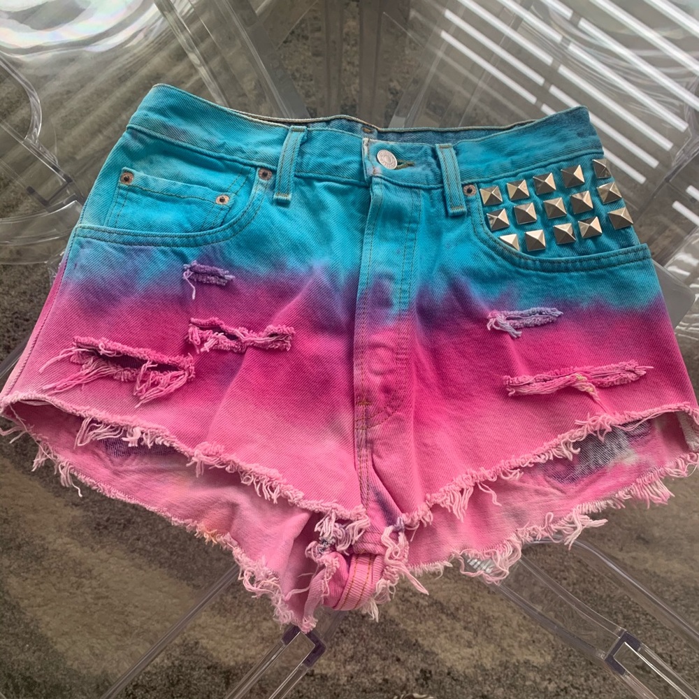 Levi tie dye ombré custom high waisted shorts